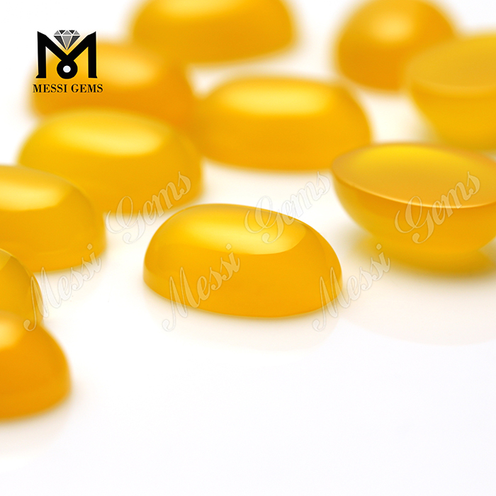 공장 직접 판매 타원형 카보 숑 보석 노란색 마노 비즈