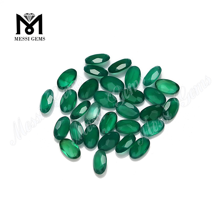 3x5mm 타원형 컷 천연 느슨한 보석 녹색 마노 돌 가격