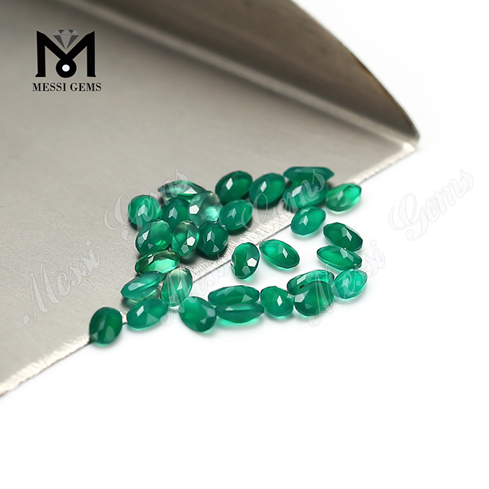 3x5mm 타원형 컷 천연 느슨한 보석 녹색 마노 돌 가격
