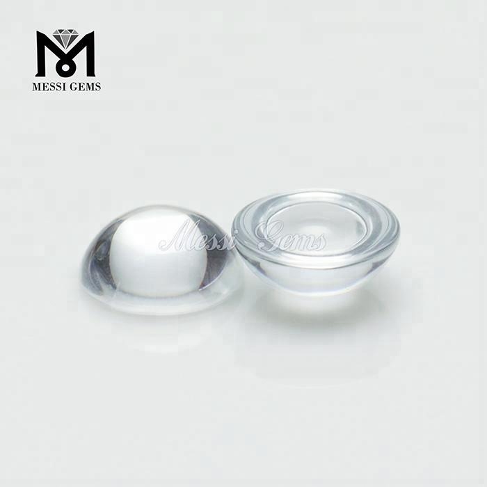 느슨한 보석 라운드 9mm 카보 숑 투명 흰색 유리 돌
