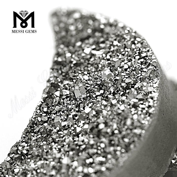 보석 만들기를 위한 도매 은색 자연적인 Druzy 마노 돌