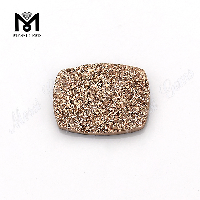 편평한 뒤 방석 커트 10x14mm Druzy 보석 자연적인 로즈 골드 Druzy 돌