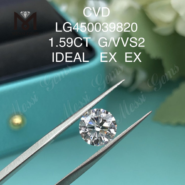 1.59캐럿 G VVS2 라운드 랩 다이아몬드 CVD