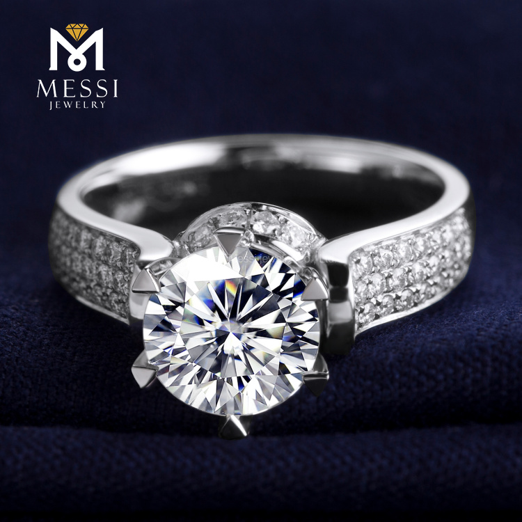 1.5캐럿 DEF cvd 합성 다이아몬드 반지 14k 18k 화이트 골드 약혼 결혼 다이아몬드 반지