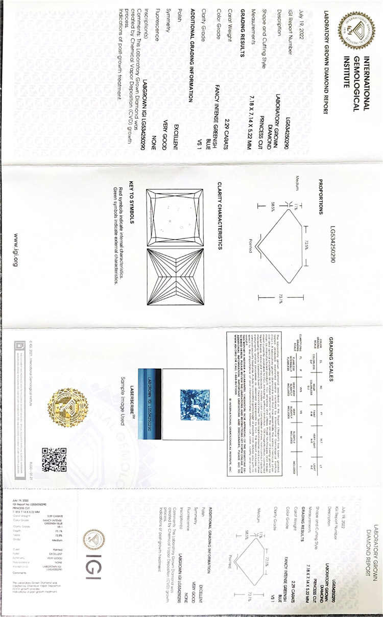 스퀘어 블루 실험실에서 재배한 다이아몬드 도매