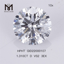 1.310ct D VS2 ID 3EX 라운드 컷 랩 그로운 다이아몬드 HPHT 공장 가격 