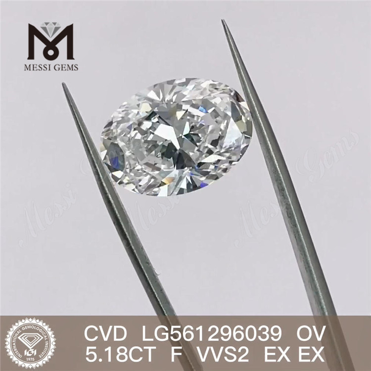 5.18CT OV F VVS2 EX EX LG561296039 실험실 성장 다이아몬드 CVD 