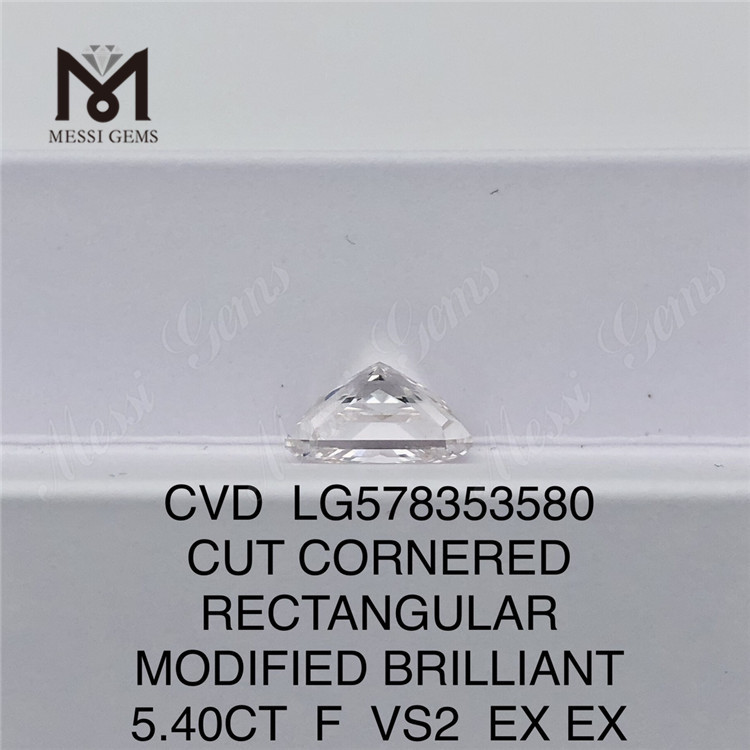 5.40CT F VS2 EX EX 직사각형 수정 브릴리언트 고품질 실험실 다이아몬드 CVD LG578353580