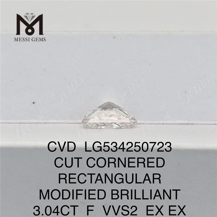 3.04CT 직사각형 컷 F VVS2 EX EX 고품질 인공 다이아몬드 CVD LG534250723 