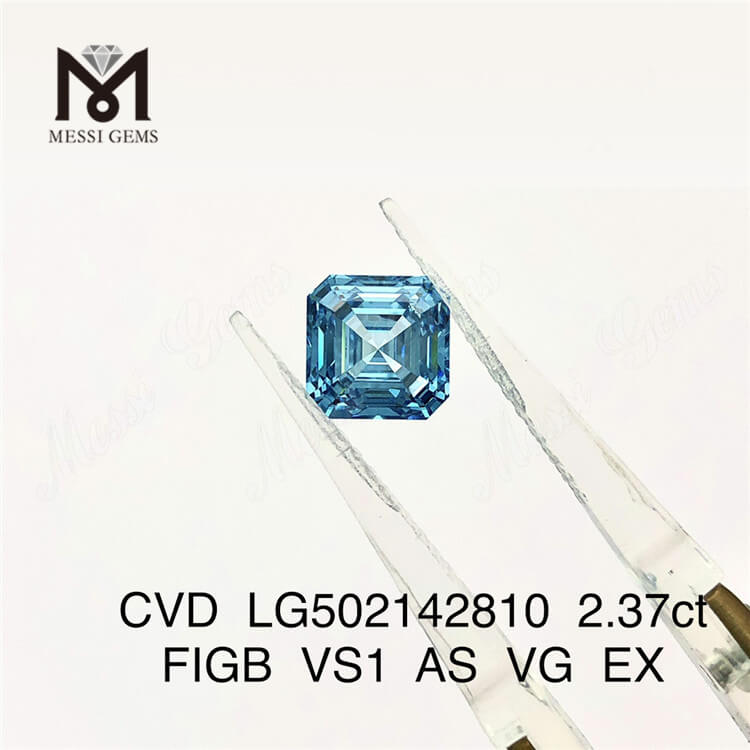2.37ct 어셔 컷 VS 블루 합성 다이아몬드 7.10X7.03X4.89MM