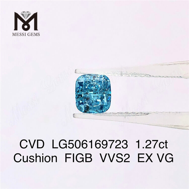 1.27ct 피규어 쿠션 컷 VVS 랩 제작 블루 다이아몬드 6.55X5.93X3.97MM