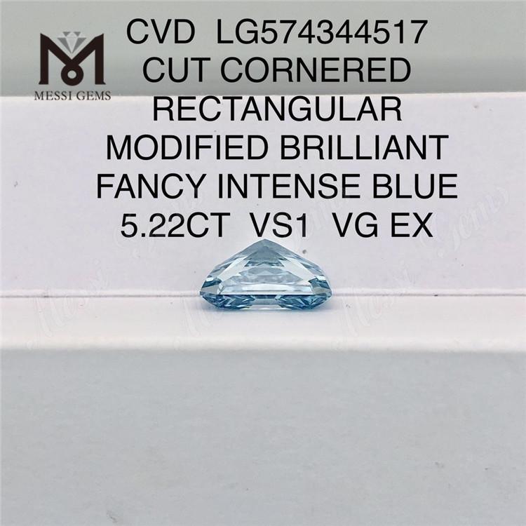5.22CT VS1 VG EX 직사각형 팬시 인텐스 블루 CVD 5ct 블루 다이아몬드 LG574344517
