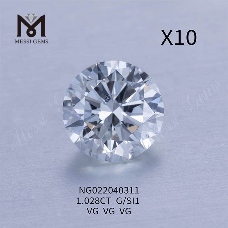 G 1.028ct SI1 화이트 랩 그로운 다이아몬드 스톤 라운드 EX CUT