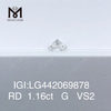 1.16캐럿 G VS2 라운드 IDEAL 2EX 랩 그로운 다이아몬드 1캐럿
