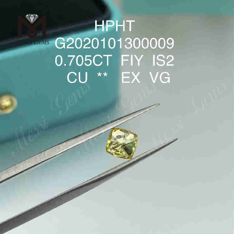 0.705ct FIY 사람이 만든 다이아몬드 쿠션 컷 SI2
