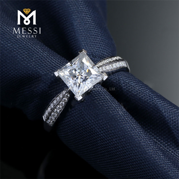 moissanite 다이아몬드 반지 18k 골드 1캐럿 D 화이트 컬러 VVS 프린세스 컷