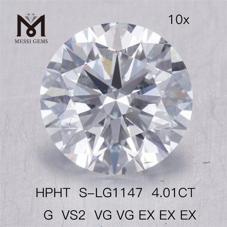 4.01ct HPHT 랩 다이아몬드 G VS2 VG VG EX EX EX 도매 랩 성장 다이아몬드