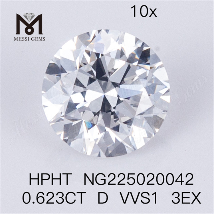 HPHT 원형 랩 다이아몬드 0.623CT D VVS1 3EX 인공 다이아몬드
