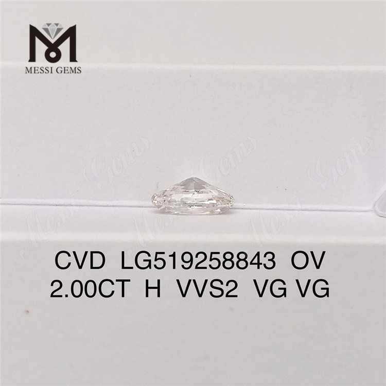 2.00ct 타원형 H 컬러 HPHT vvs 합성 다이아몬드 VG VG