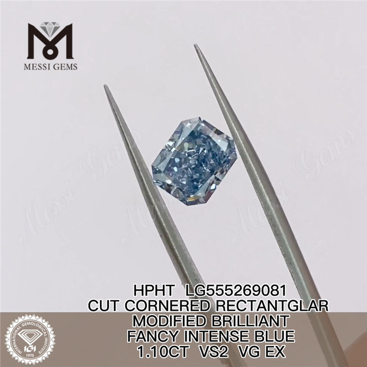 1.10CT HPHT RECTANTGLAR FANCY INTENSE BLUE VS2 VG EX 랩그로운 다이아몬드 LG555269081