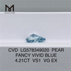 4.21CT VS1 VG EX PEAR FANCY VIVID BLUE 저렴한 실험실 제작 다이아몬드 CVD LG578349020