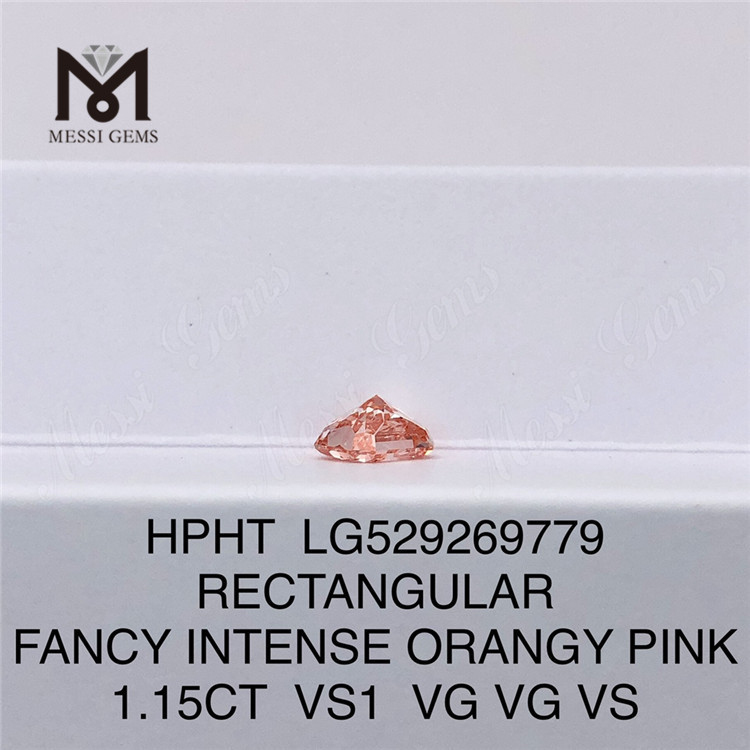1.15CT 직사각형 팬시 인텐스 오렌지 핑크 VS1 랩 다이아몬드 HPHT LG529269779