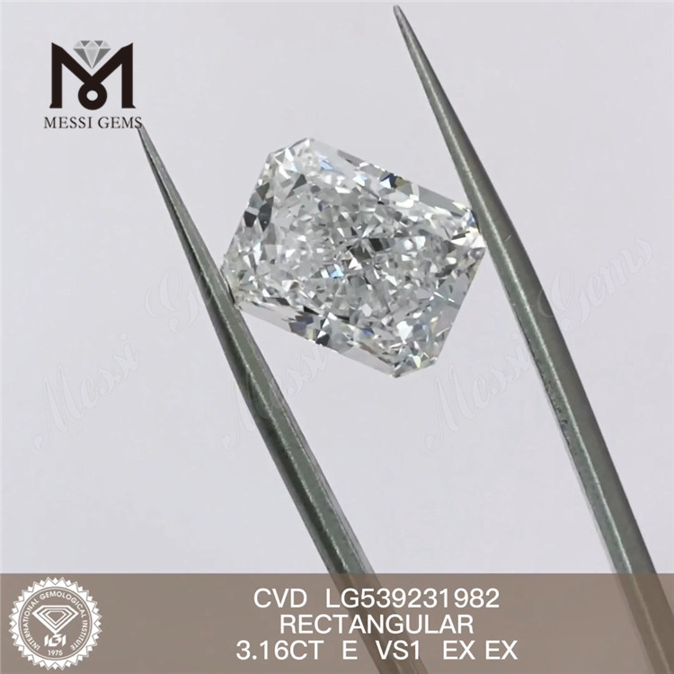 3.16ct E 3ct 저렴한 합성 다이아몬드 직사각형 흰색 루즈 랩 다이아몬드 공장 가격