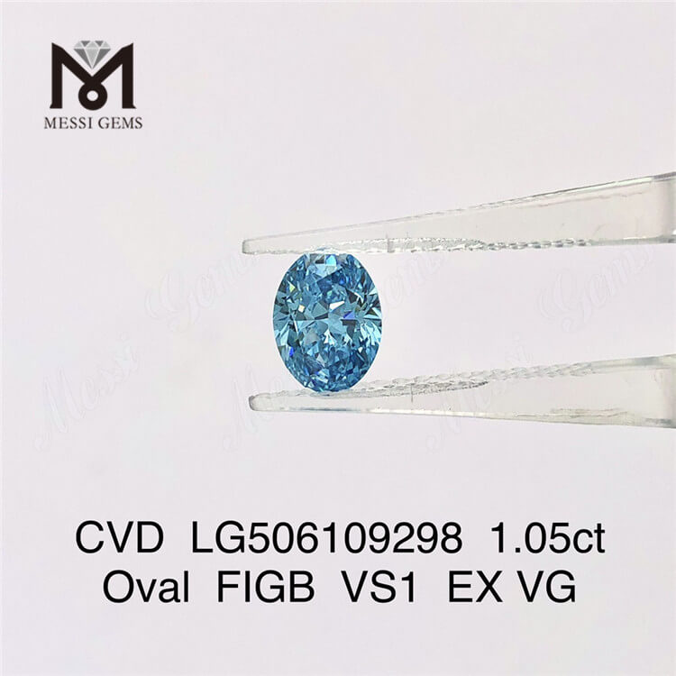 1.05ct 타원형 컷 VS1 블루 랩그로운 다이아몬드
