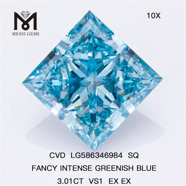 3ct SQ 블루 랩 그로운 다이아몬드 VS1 EX EX SQ 팬시 인텐스 그린 블루 CVD 다이아몬드 LG586346984