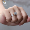 주문 호화스러운 디자인 여자 결혼 보석 14k 18k 둥근 후광 약혼 반지