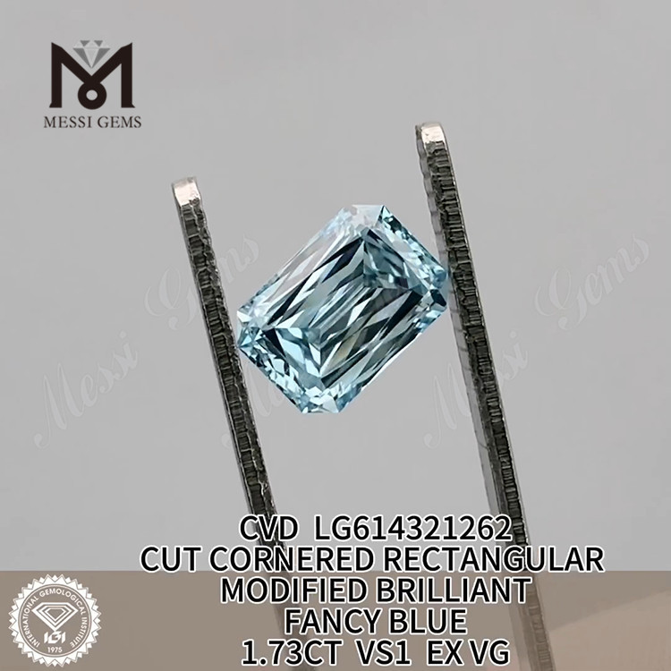 1.73CT 실험실 성장 모조 다이아몬드 VS1 직사각형 블루 CVD LG614321262丨Messigems