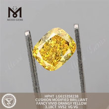 3.18ct vvs2 쿠션 팬시 생생한 오렌지 노란색 느슨한 느슨한 자란 다이아몬드 lg615358238