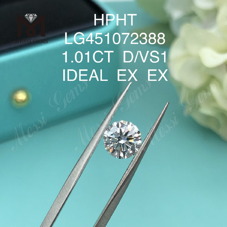 1.01ct D VS1 라운드 IDEL 컷 그레이드 랩그로운 다이아몬드 HPHT