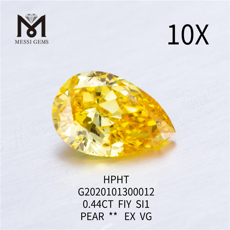 0.44ct FVY SI1 EX 페어컷 합성 옐로우 다이아몬드