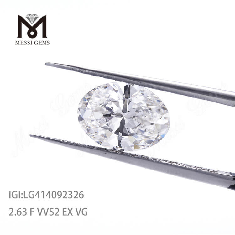 2.63ct VVS2 F EX 랩 그로운 다이아몬드 오발 cvd 다이아몬드 판매용