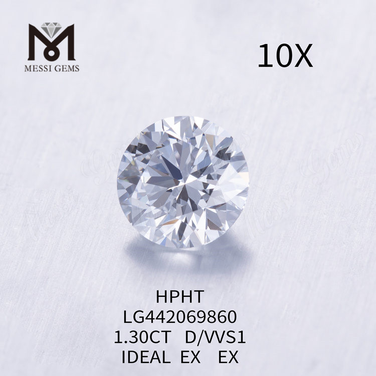 1.30 캐럿 D VVS1lab 성장 다이아몬드 이상적인 라운드 루즈 합성 다이아몬드