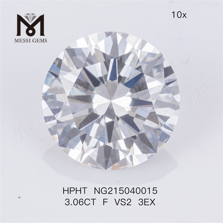 HPHT 3.06CT F VS2 3EX 라운드 랩 컷 다이아몬드