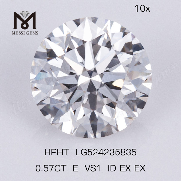 0.57 Ct E VS1 Lab HPHT 합성 다이아몬드 라운드 다이아몬드 도매