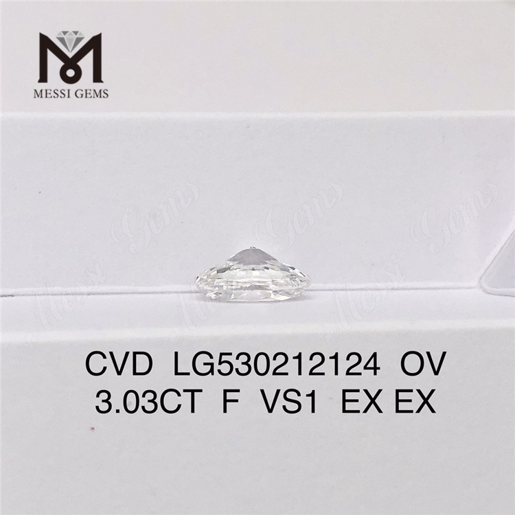 3.03ct F VS1 OVAL CVD 연구소에서 제작한 다이아몬드 IGI 인증서 