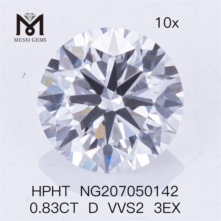 HPHT 인공 다이아몬드 0.83CT D VVS2 3EX 랩 다이아몬드 