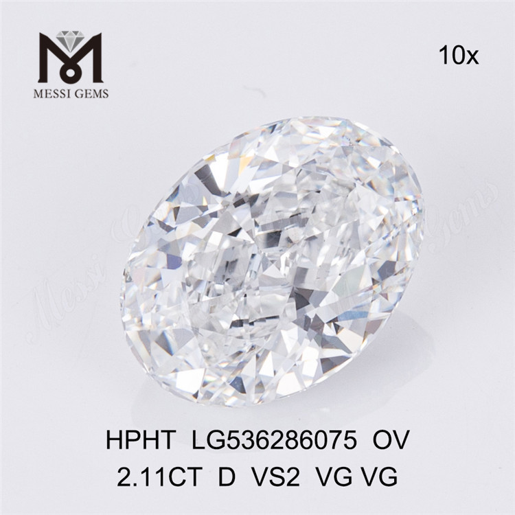 2.11ct D HPHT 랩 다이아몬드 타원형 hpht 인공 다이아몬드 도매 가격