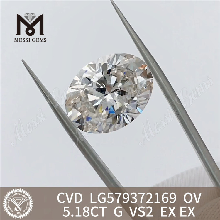 5.18CT OV 모양 G VS2 EX EX 실험실 타원형 다이아몬드 CVD LG579372169