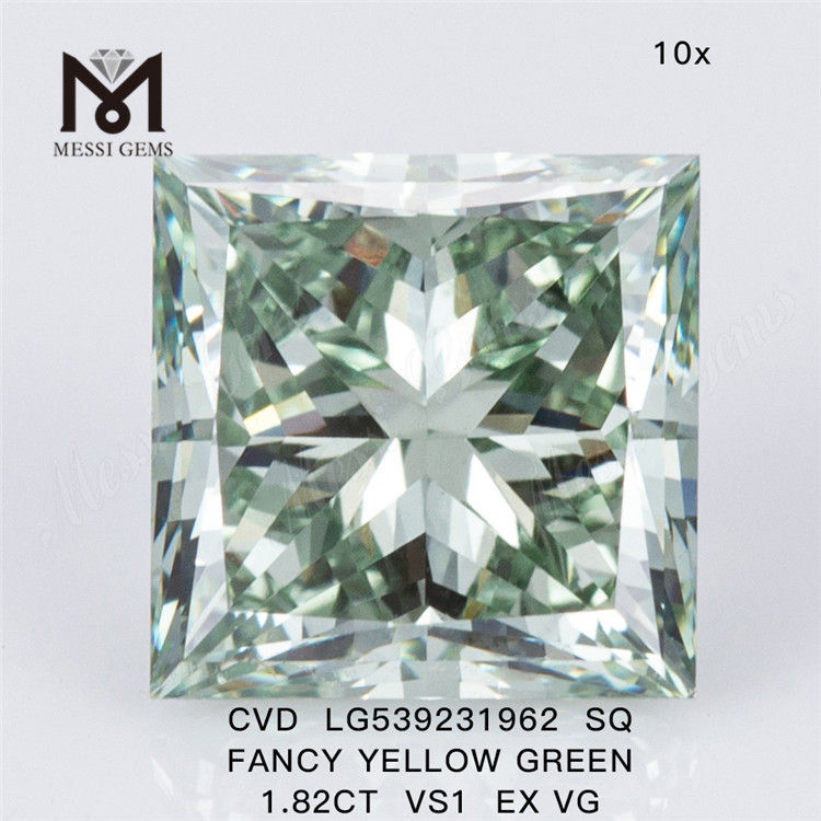 1.82캐럿 최고의 루즈 랩 다이아몬드 SQ 팬시 옐로우 그린 랩 다이아몬드 원가 공장 가격