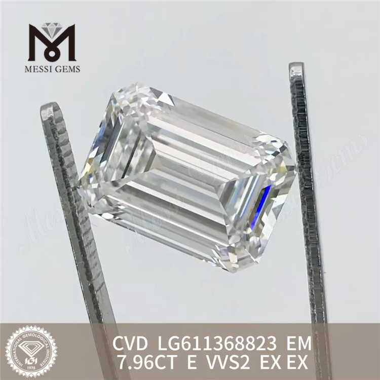 7.96CT E VVS2 에메랄드 컷 다이아몬드 랩 CVD LG611368823丨Messigems 
