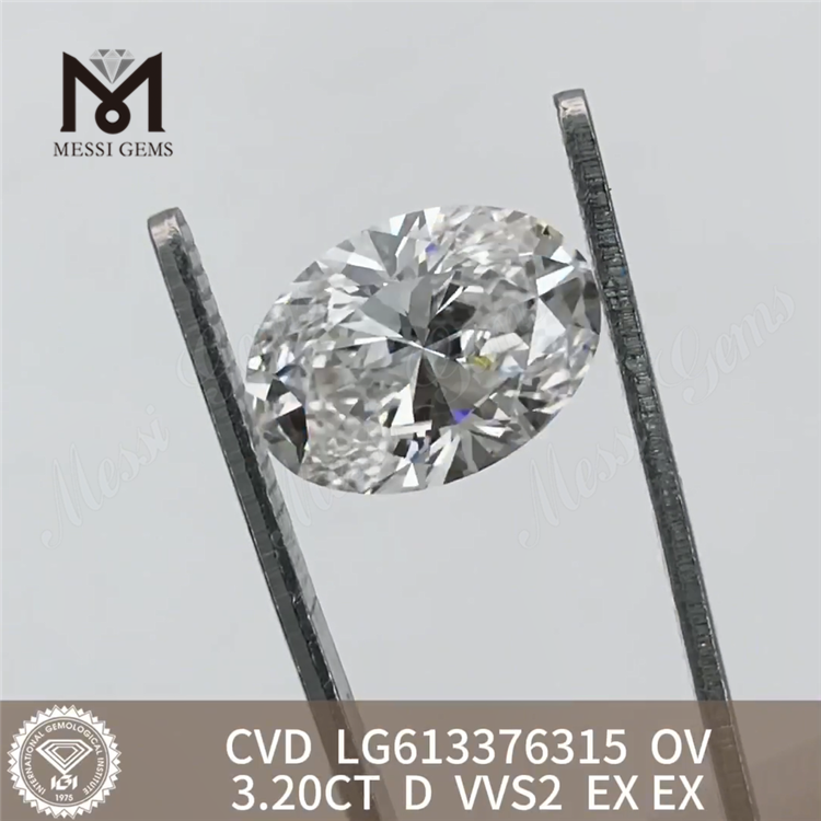 3.20CT D VVS2 CVD 3ct 타원형 랩 제작 다이아몬드 LG613376315 丨Messigems