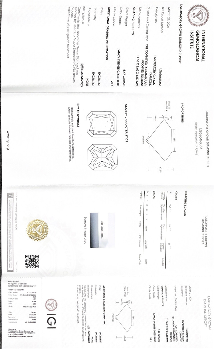 6.47ct cvd 블루 팩토리 다이아몬드