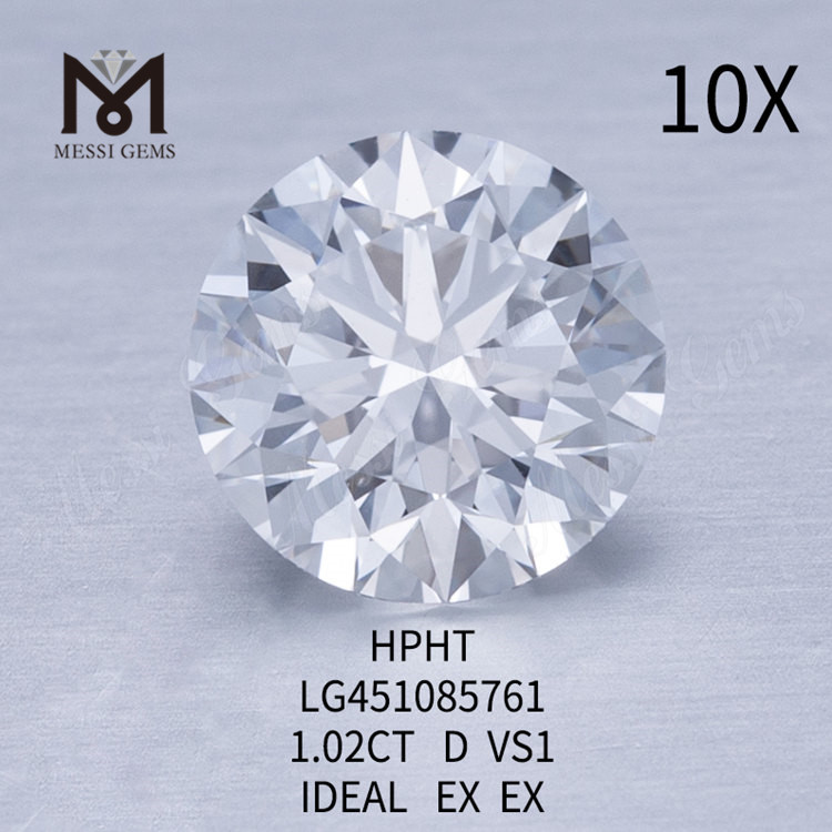 HPHT 랩 그로운 다이아몬드 1.02ct D VS1 RD IDEAL 컷 등급