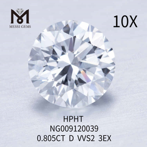 0.805CT D VVS2 화이트 라운드 랩 그로운 다이아몬드 3EX