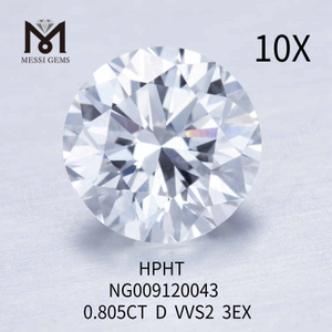 0.805CT 라운드 랩 제작 다이아몬드 D VVS2 3EX 루즈 합성 다이아몬드