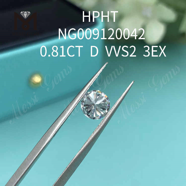 0.81CT D 화이트 라운드 VVS2 3EX 랩그로운 다이아몬드